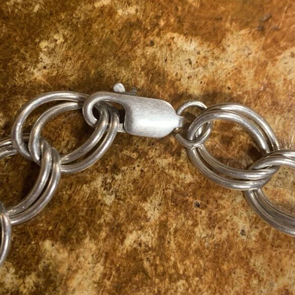 Sterling Silver Double Link Bracelet Vintage - Picture 7 of 9